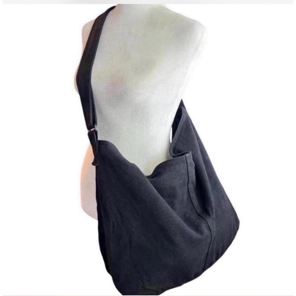 Unisex Large Capacity Black Canvas Crossbody Bag - Brand New!